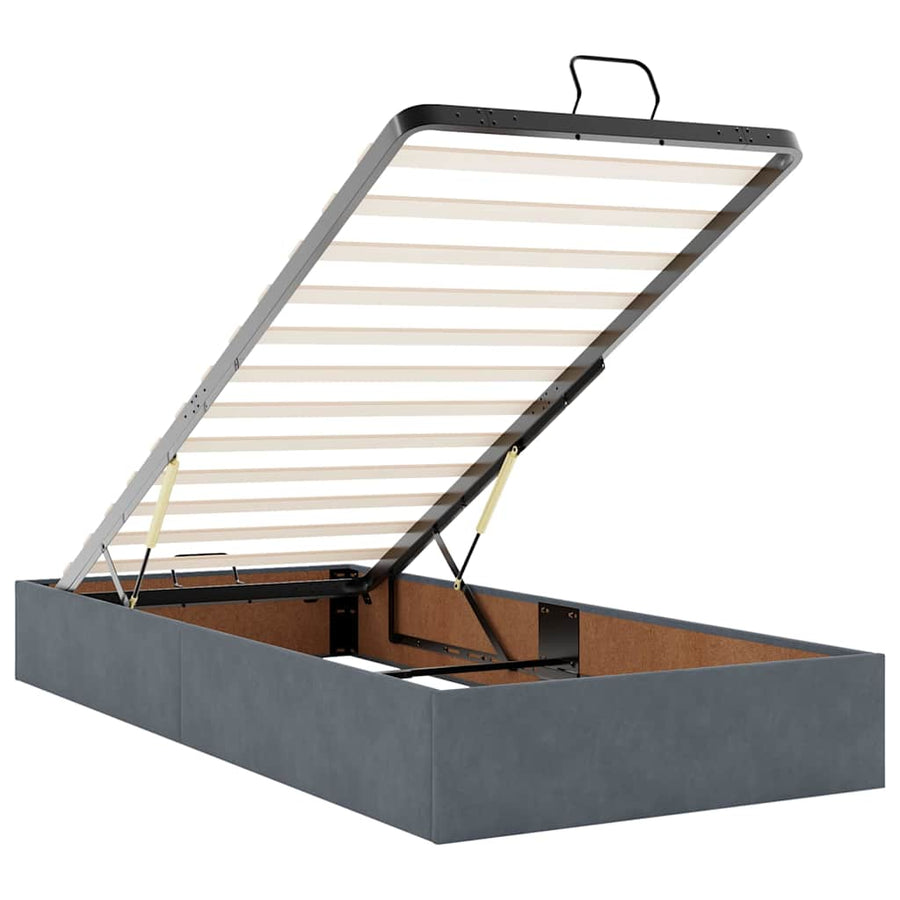 Ottoman bed met matras 90x200cm fluweel donkergrijs