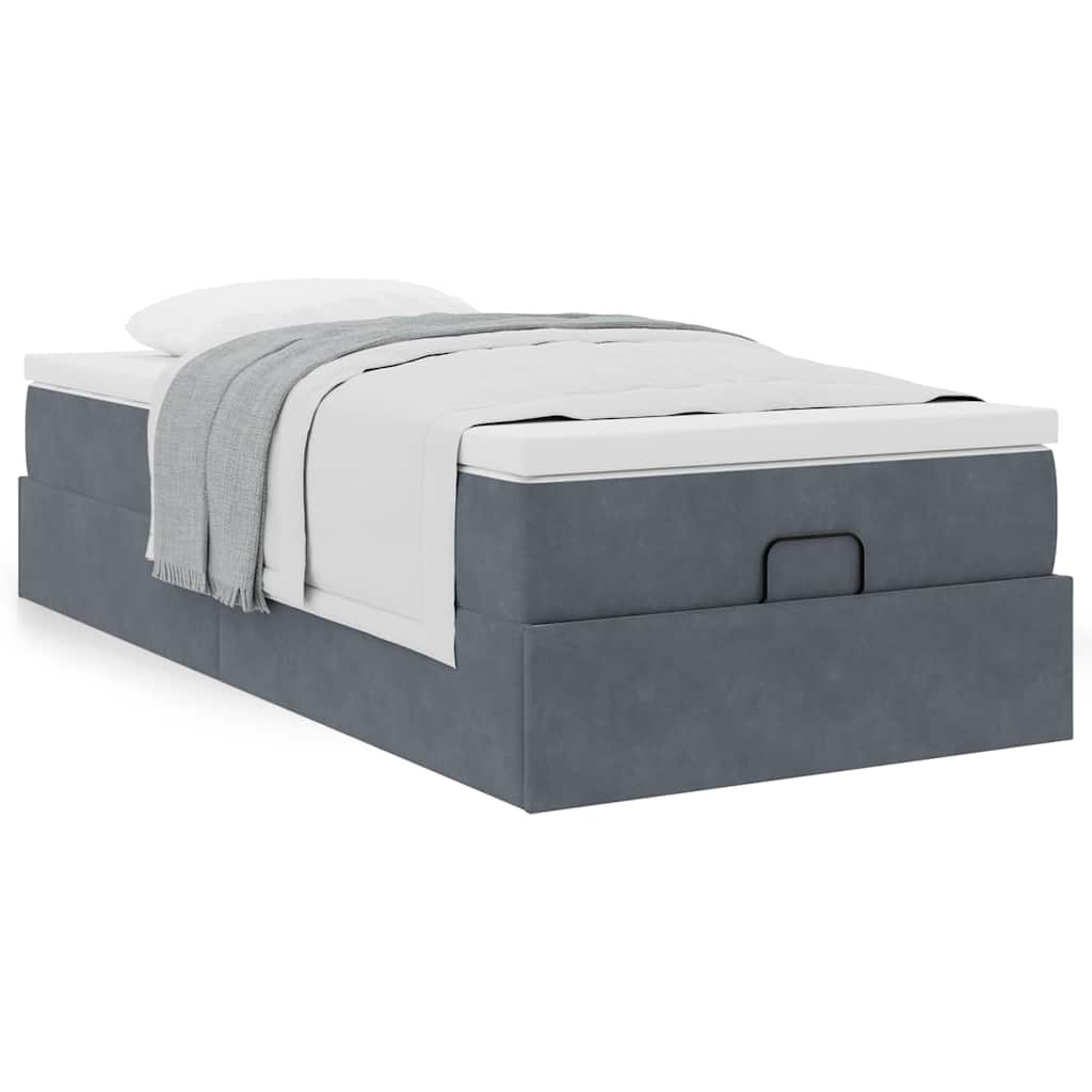 Ottoman bed met matras 90x200cm fluweel donkergrijs
