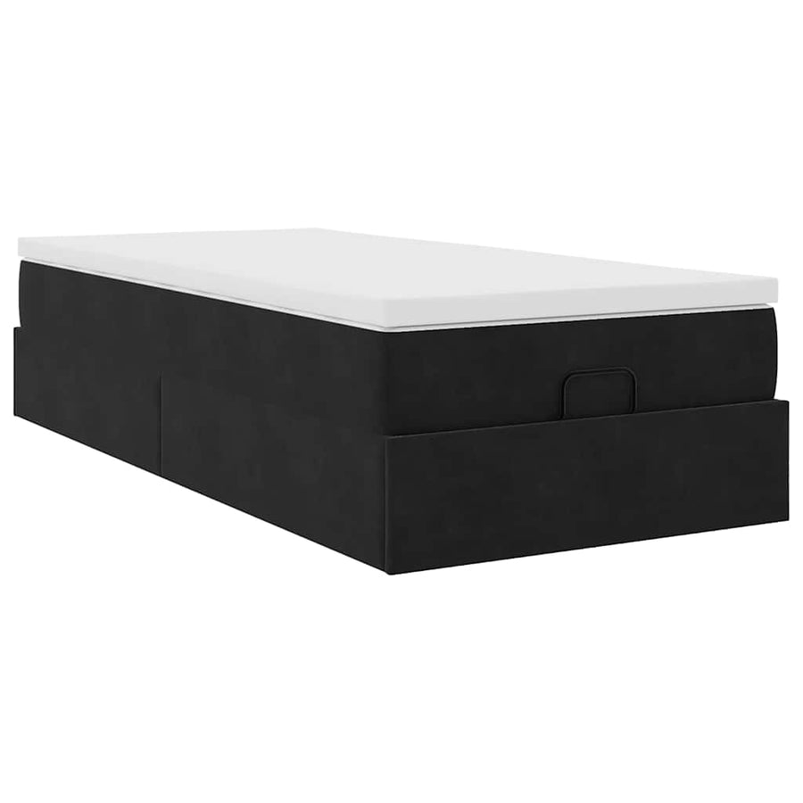 Ottoman bed met matras 90x200cm fluweel zwart