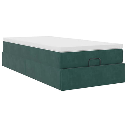 Ottoman bed met matras 90x200cm fluweel donkergroen
