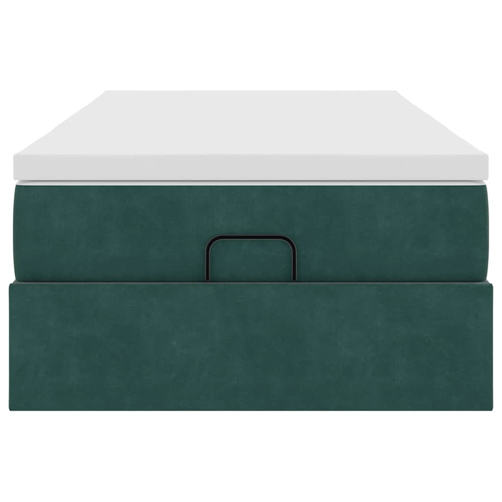Ottoman bed met matras 90x200cm fluweel donkergroen