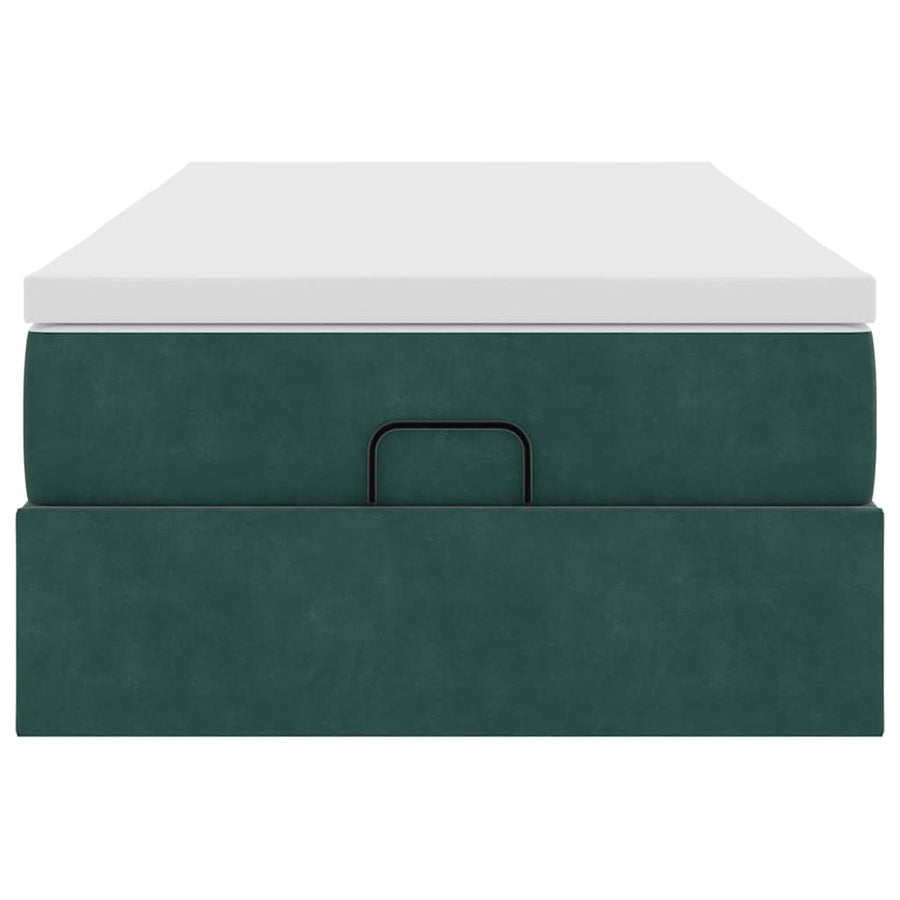 Ottoman bed met matras 90x200cm fluweel donkergroen