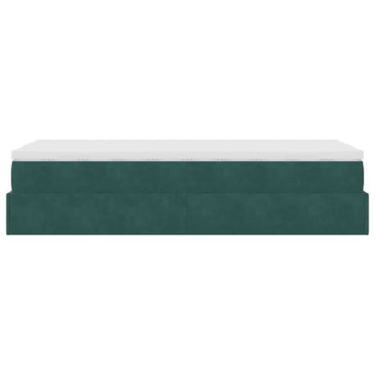 Ottoman bed met matras 90x200cm fluweel donkergroen