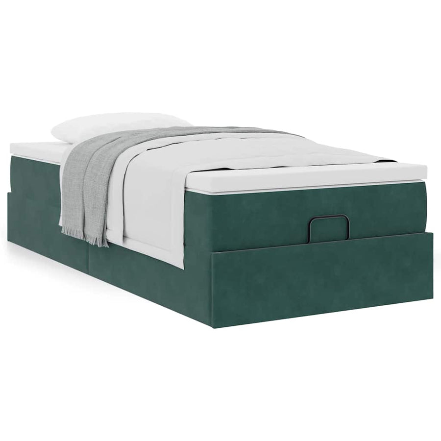 Ottoman bed met matras 90x200cm fluweel donkergroen