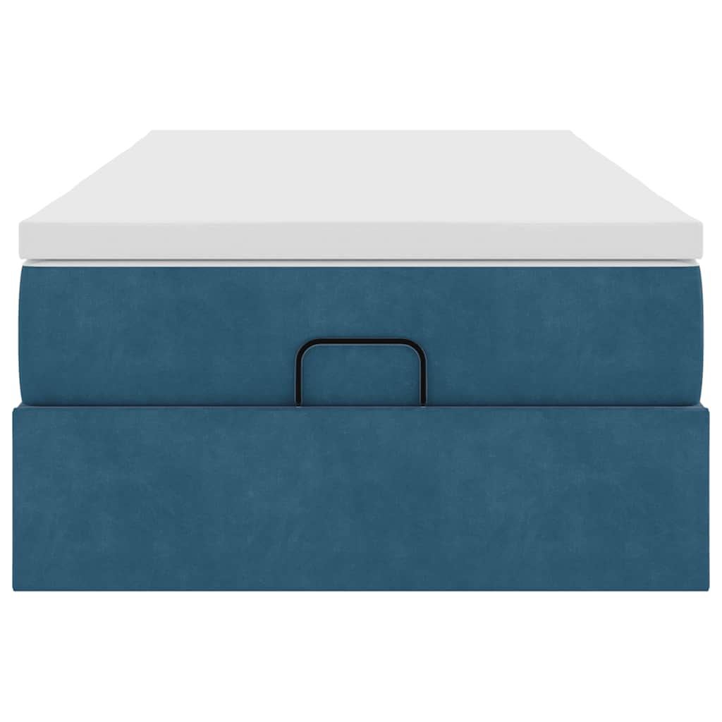 Ottoman bed met matras 90x200cm fluweel donkerblauw