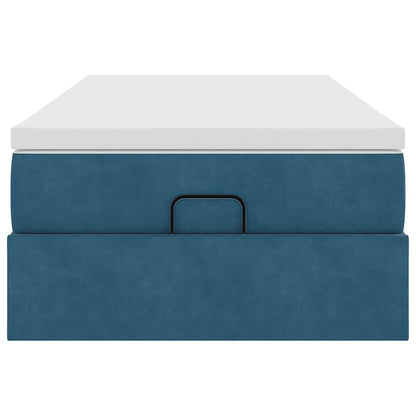 Ottoman bed met matras 90x200cm fluweel donkerblauw