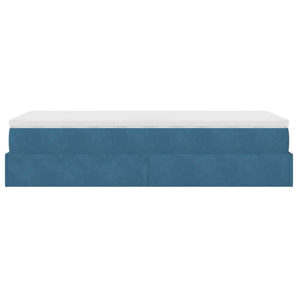 Ottoman bed met matras 90x200cm fluweel donkerblauw