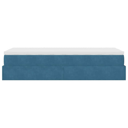 Ottoman bed met matras 90x200cm fluweel donkerblauw