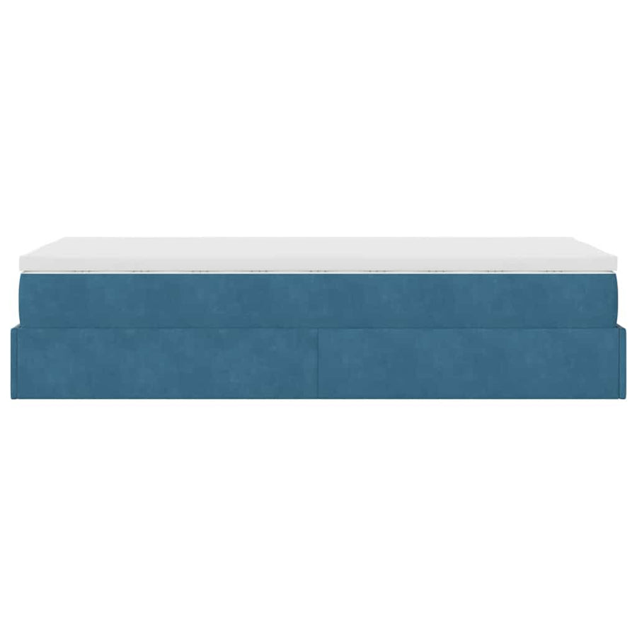 Ottoman bed met matras 90x200cm fluweel donkerblauw