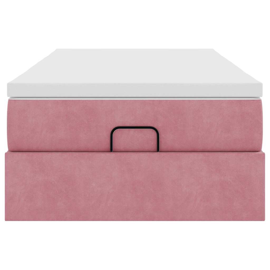 Ottoman bed met matras 90x200cm fluweel roze