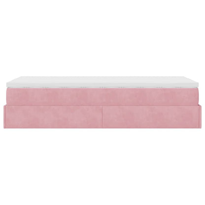 Ottoman bed met matras 90x200cm fluweel roze