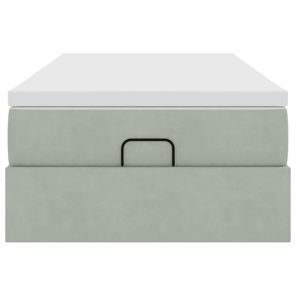 Ottoman bed met matras 100x200 cm fluweel lichtgrijs
