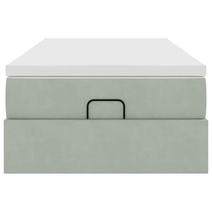 Ottoman bed met matras 100x200 cm fluweel lichtgrijs