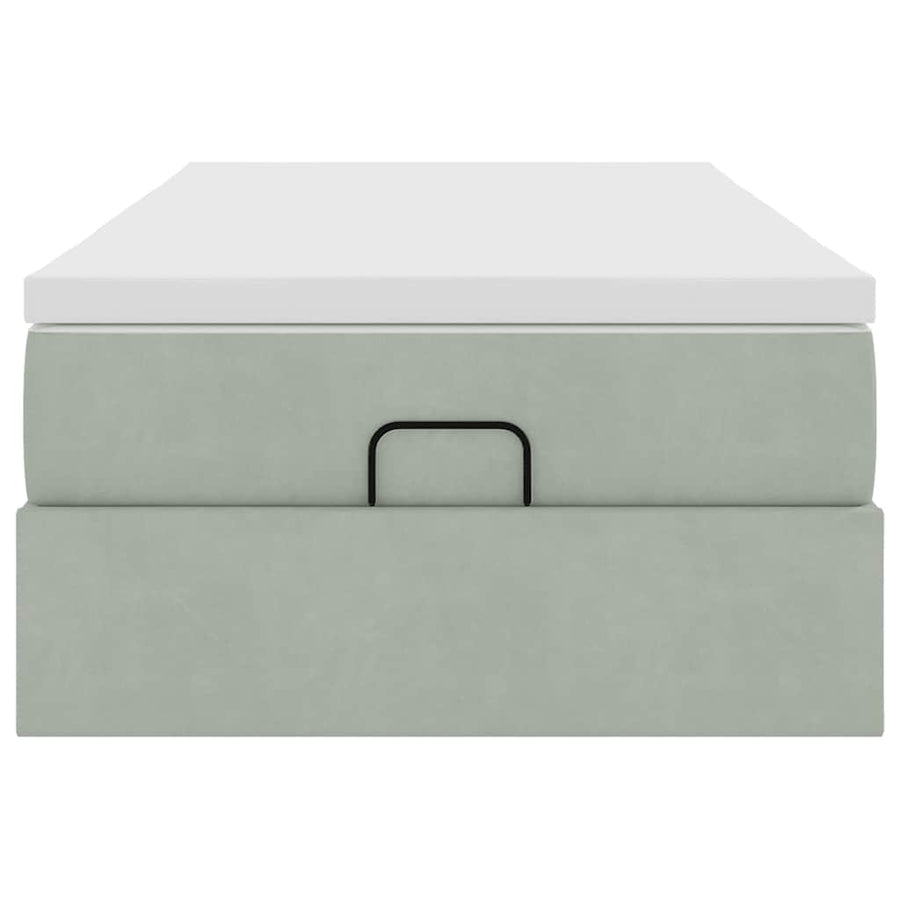 Ottoman bed met matras 100x200 cm fluweel lichtgrijs