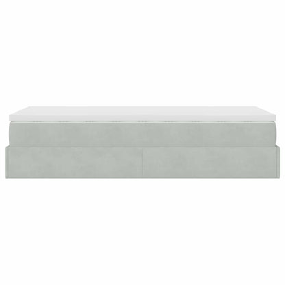 Ottoman bed met matras 100x200 cm fluweel lichtgrijs