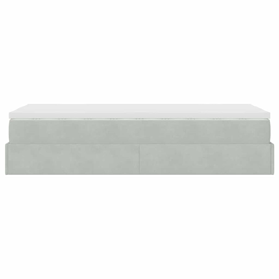 Ottoman bed met matras 100x200 cm fluweel lichtgrijs
