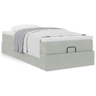 Ottoman bed with mattress 100x200 cm velvet light grey