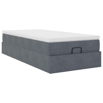 Ottoman bed met matras 100x200 cm fluweel donkergrijs