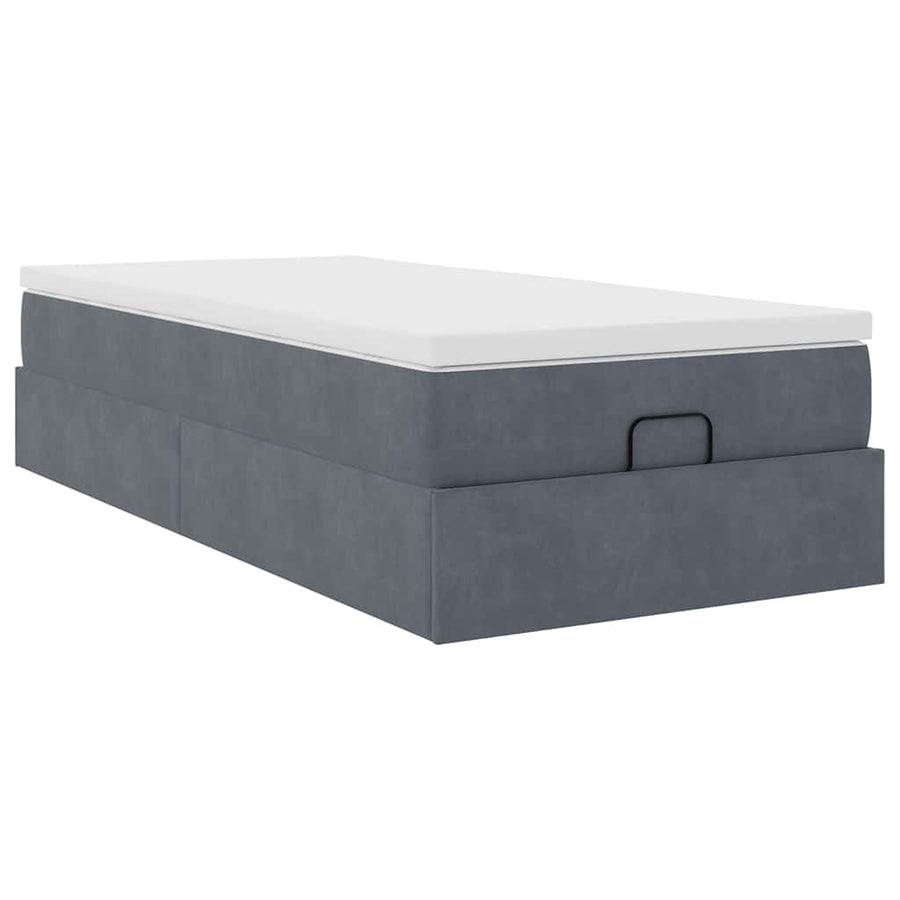 Ottoman bed met matras 100x200 cm fluweel donkergrijs