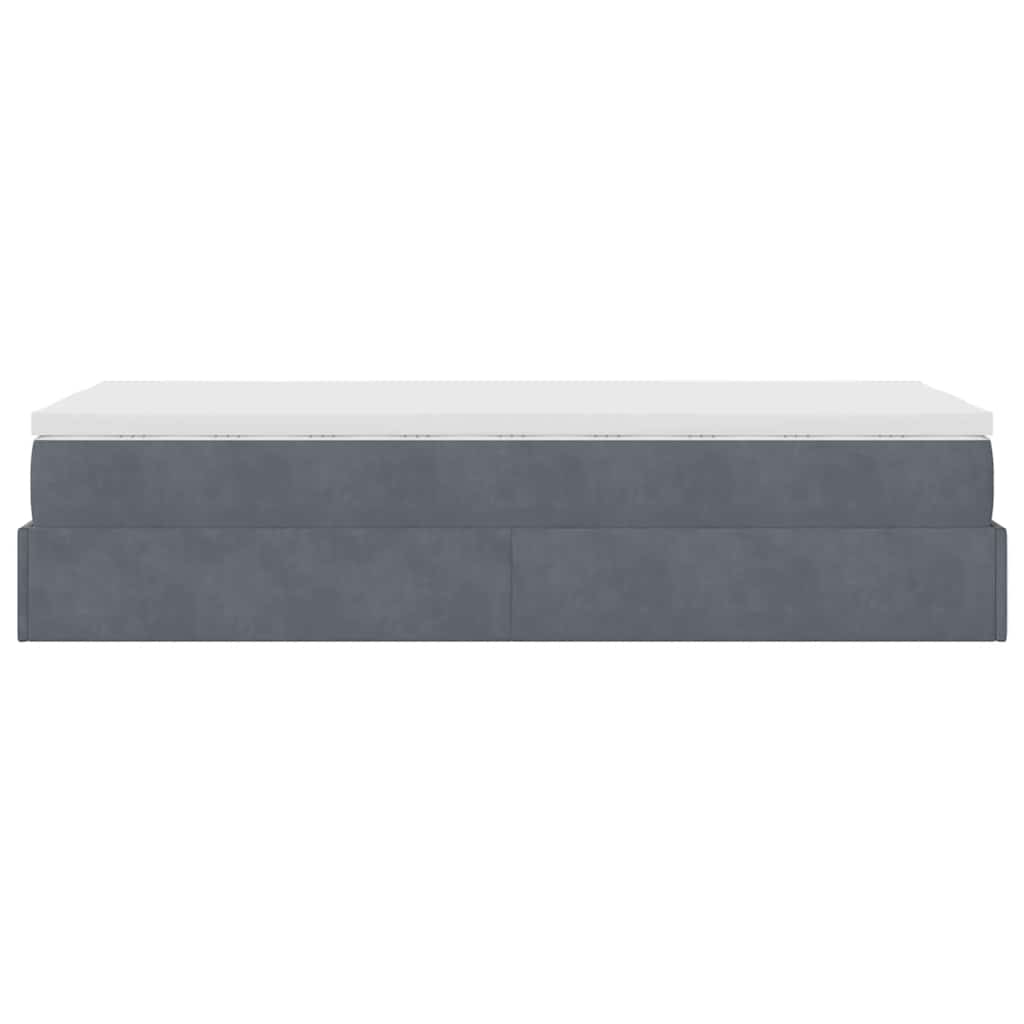 Ottoman bed met matras 100x200 cm fluweel donkergrijs