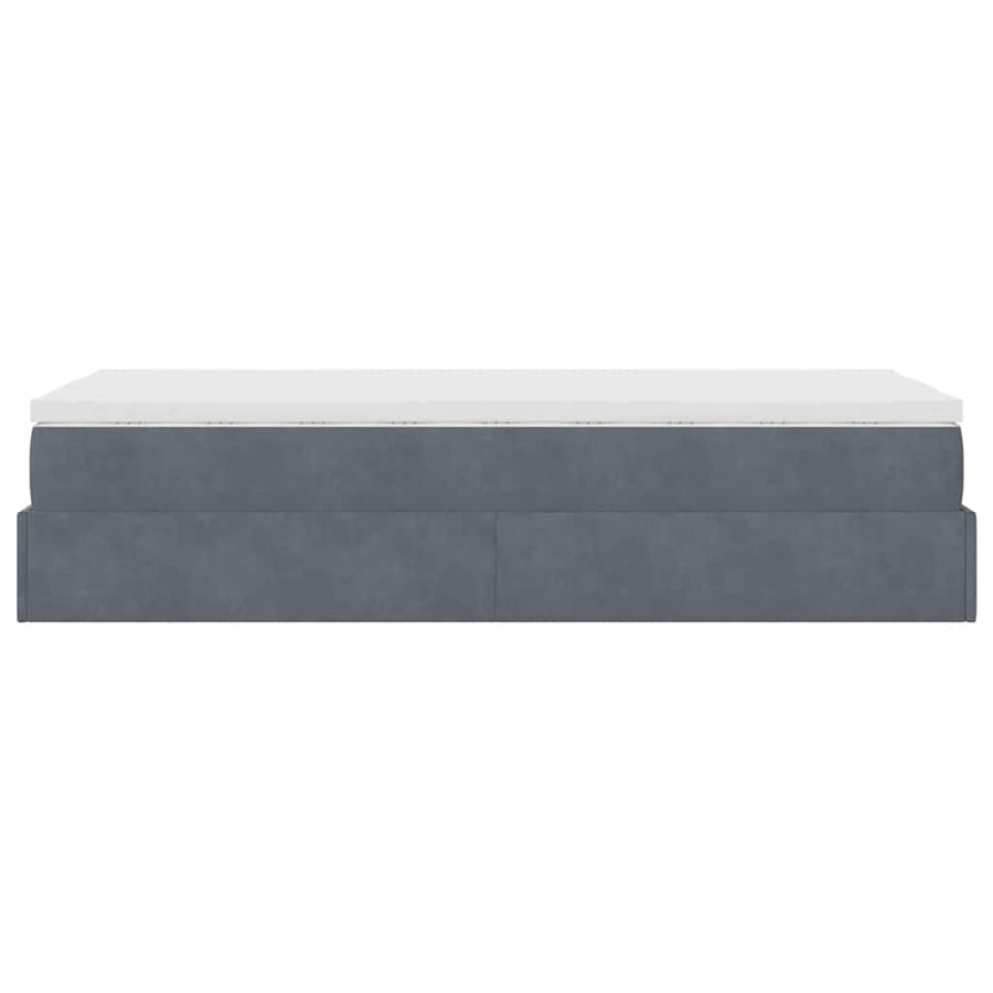 Ottoman bed met matras 100x200 cm fluweel donkergrijs