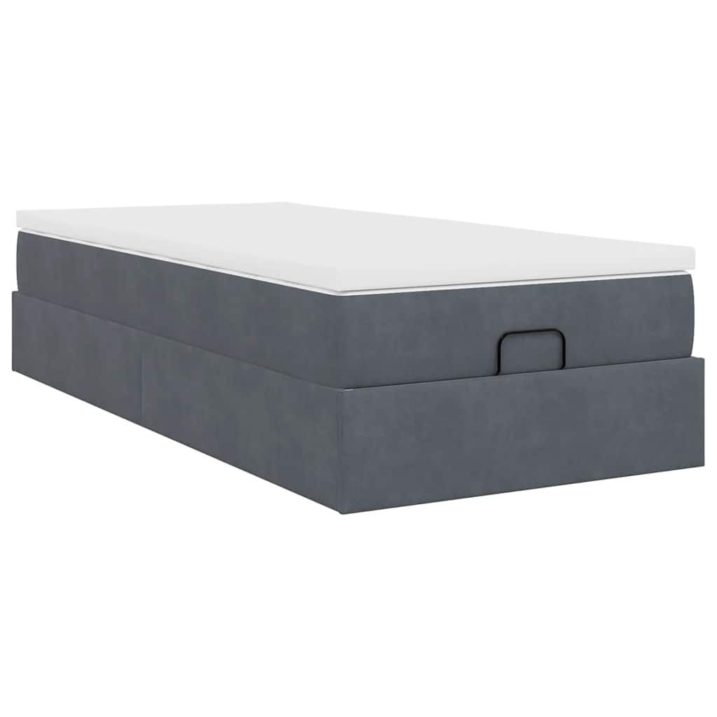 Ottoman bed met matras 100x200 cm fluweel donkergrijs