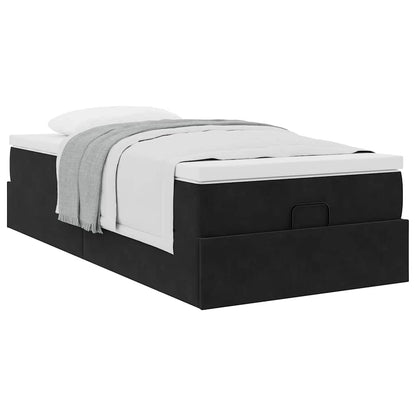 Ottoman bed met matras 100x200 cm fluweel zwart