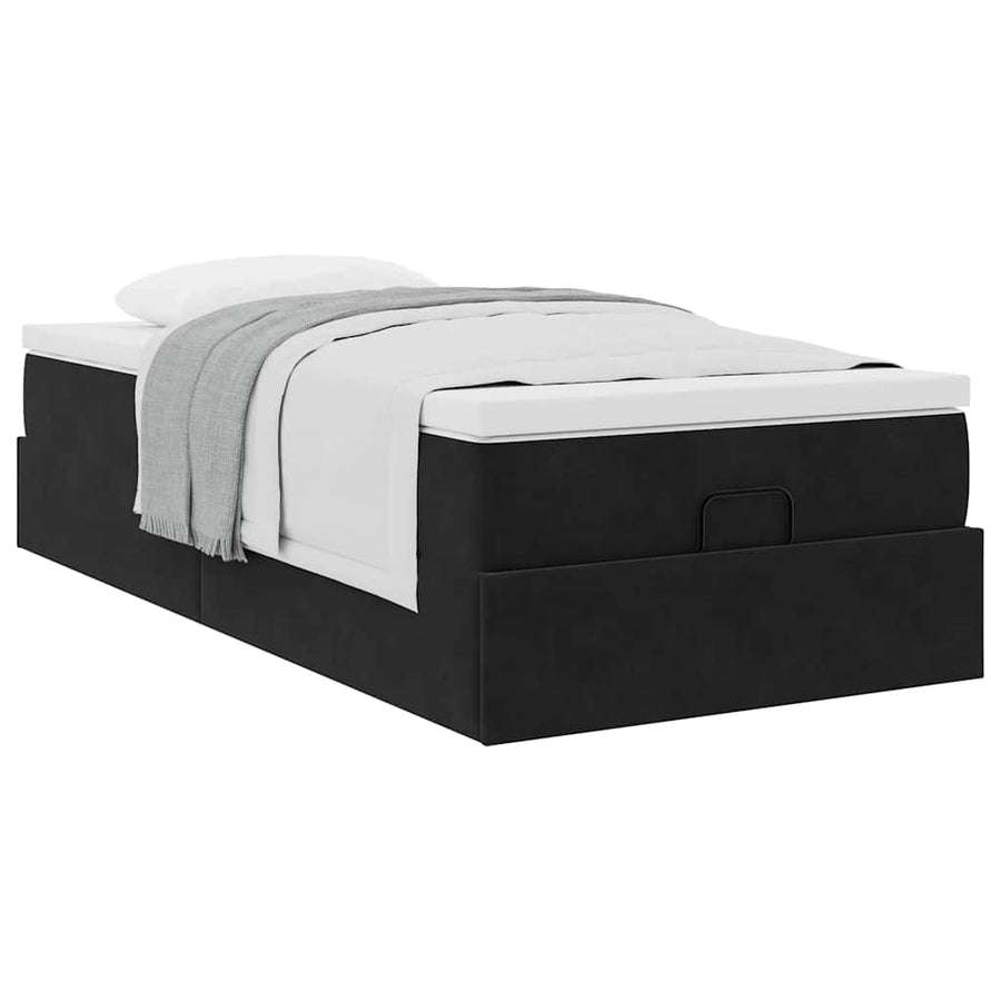 Ottoman bed met matras 100x200 cm fluweel zwart