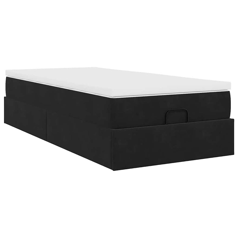 Ottoman bed met matras 100x200 cm fluweel zwart