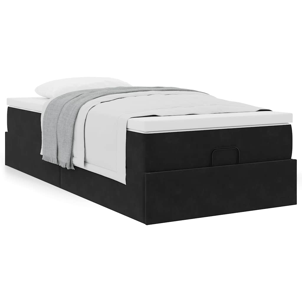 Ottoman bed met matras 100x200 cm fluweel zwart