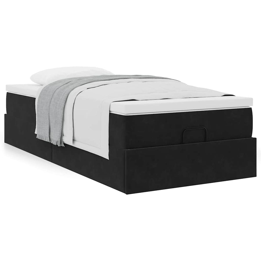 Ottoman bed met matras 100x200 cm fluweel zwart