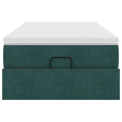 Ottoman bed met matras 100x200 cm fluweel donkergroen