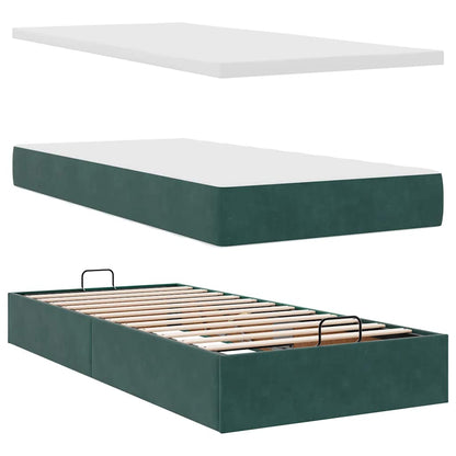 Ottoman bed met matras 100x200 cm fluweel donkergroen
