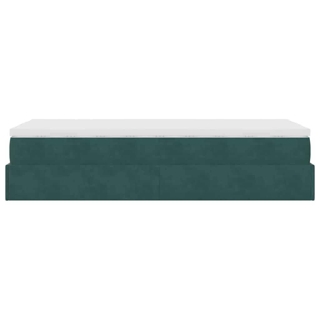 Ottoman bed met matras 100x200 cm fluweel donkergroen