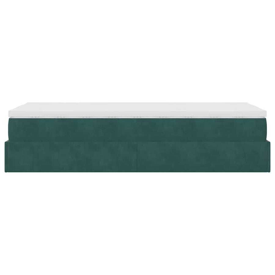 Ottoman bed met matras 100x200 cm fluweel donkergroen