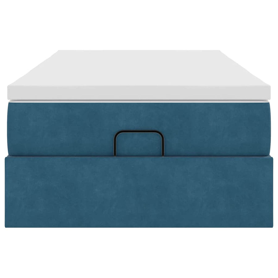 Ottoman bed met matras 100x200 cm fluweel donkerblauw