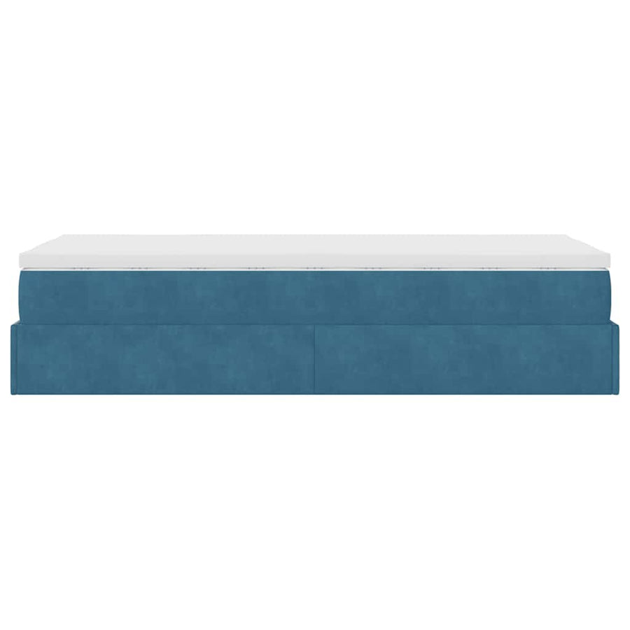 Ottoman bed met matras 100x200 cm fluweel donkerblauw