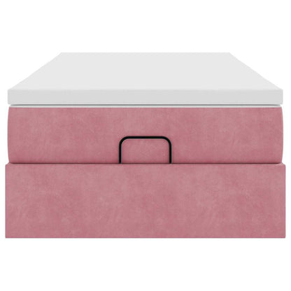 Ottoman bed met matras 100x200 cm fluweel roze