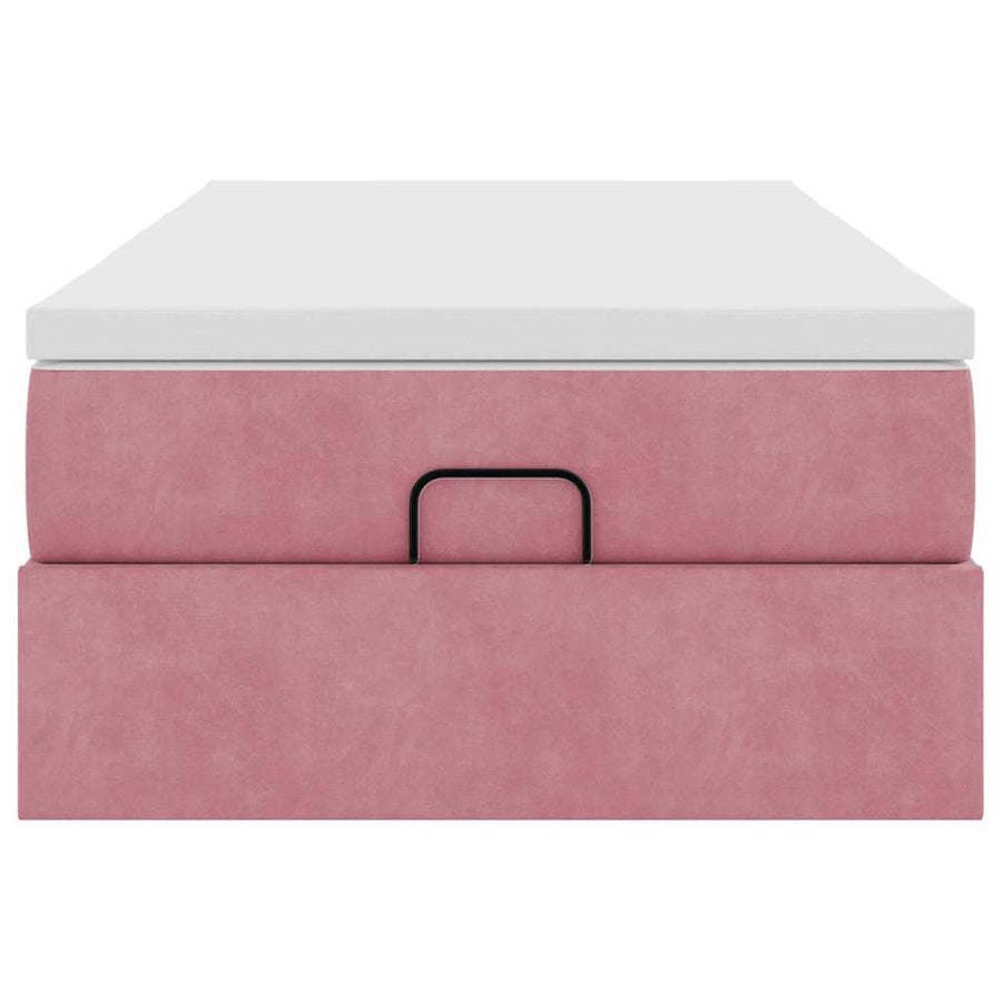 Ottoman bed met matras 100x200 cm fluweel roze