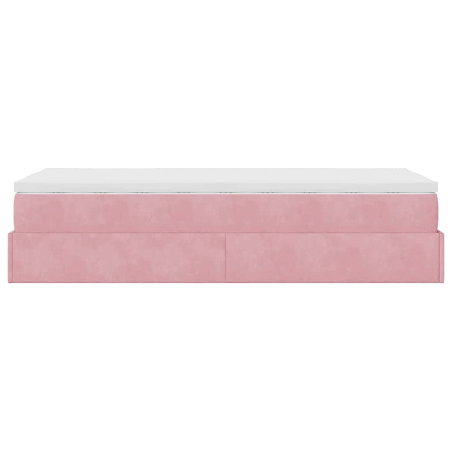Ottoman bed met matras 100x200 cm fluweel roze