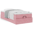 Ottoman bed with mattress 100x200 cm velvet pink