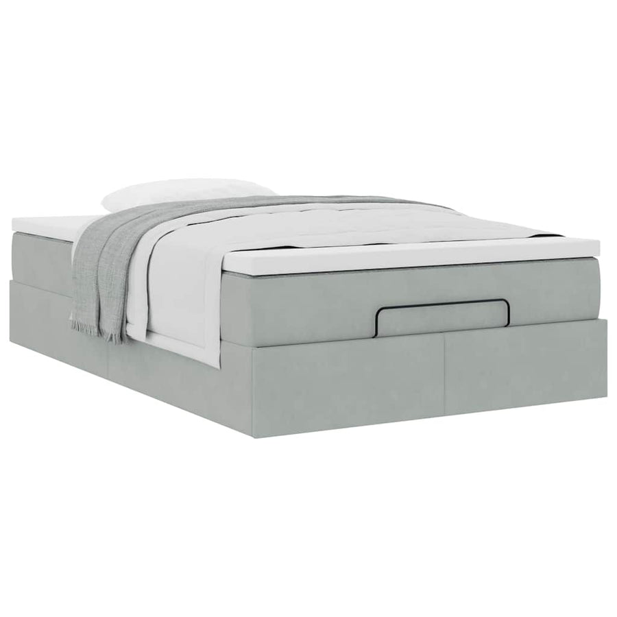 Ottoman bed met matras 120x190 cm fluweel lichtgrijs