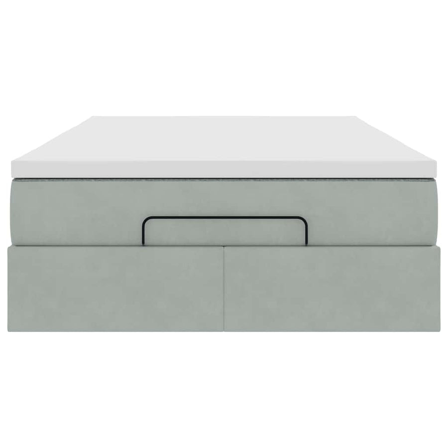 Ottoman bed met matras 120x190 cm fluweel lichtgrijs