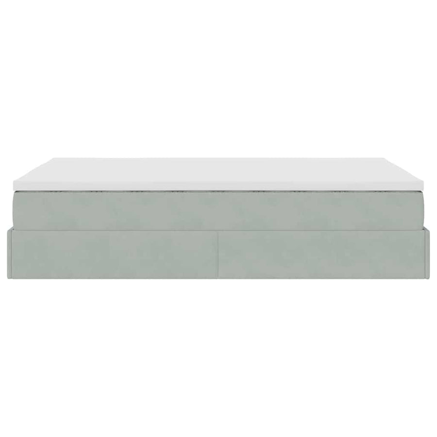 Ottoman bed met matras 120x190 cm fluweel lichtgrijs