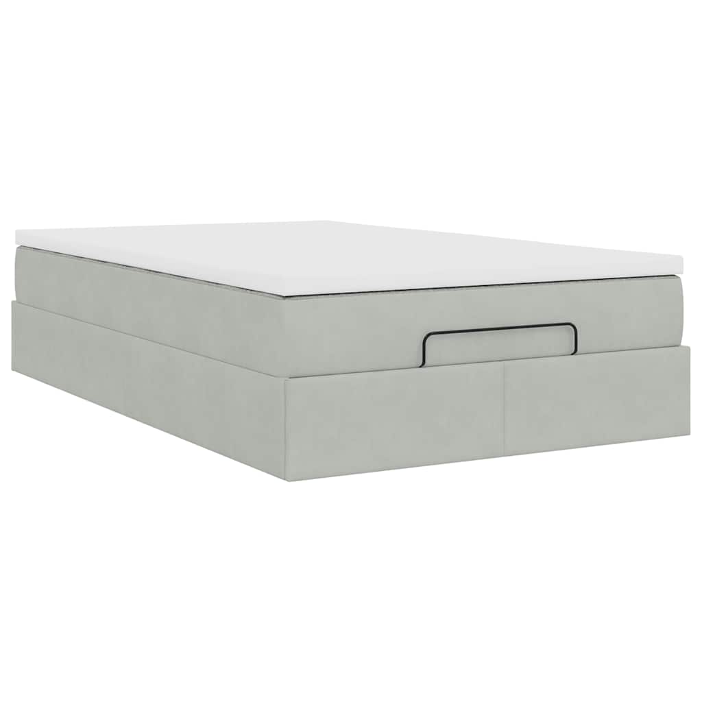 Ottoman bed met matras 120x190 cm fluweel lichtgrijs