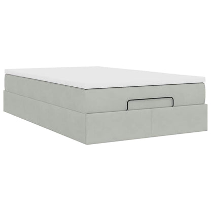 Ottoman bed met matras 120x190 cm fluweel lichtgrijs