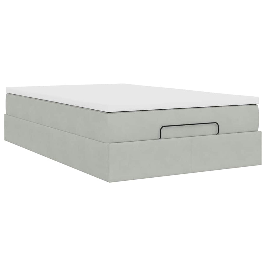 Ottoman bed met matras 120x190 cm fluweel lichtgrijs