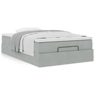 Ottoman bed with mattress 120x190 cm velvet light grey
