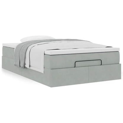 Ottoman bed met matras 120x190 cm fluweel lichtgrijs