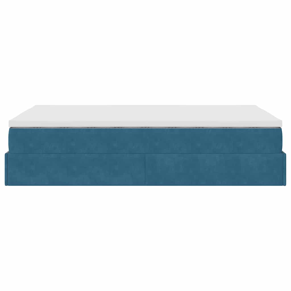 Ottoman bed met matras 120x190 cm fluweel donkerblauw